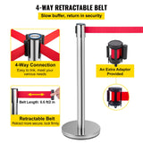 Four way belt adapter on stanchion post