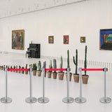 Silver stanchion posts in a row