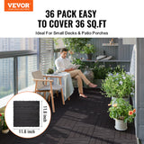 Palma Plastic Deck Tiles, 30 x 30cm, Dark Brown, 36pcs