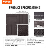 Palma Plastic Deck Tiles, 30 x 30cm, Dark Brown, 36pcs