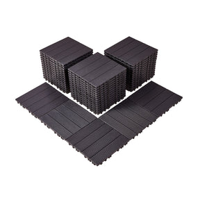 Hulftegg dark brown wood look interlocking deck tiles for patios