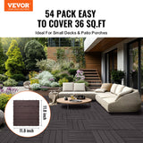 Hulftegg Interlocking Deck Tile, 30x30cm, Wood Look, Dark Brown, 54pcs
