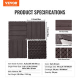 Hulftegg Interlocking Deck Tile, 30x30cm, Wood Look, Dark Brown, 54pcs