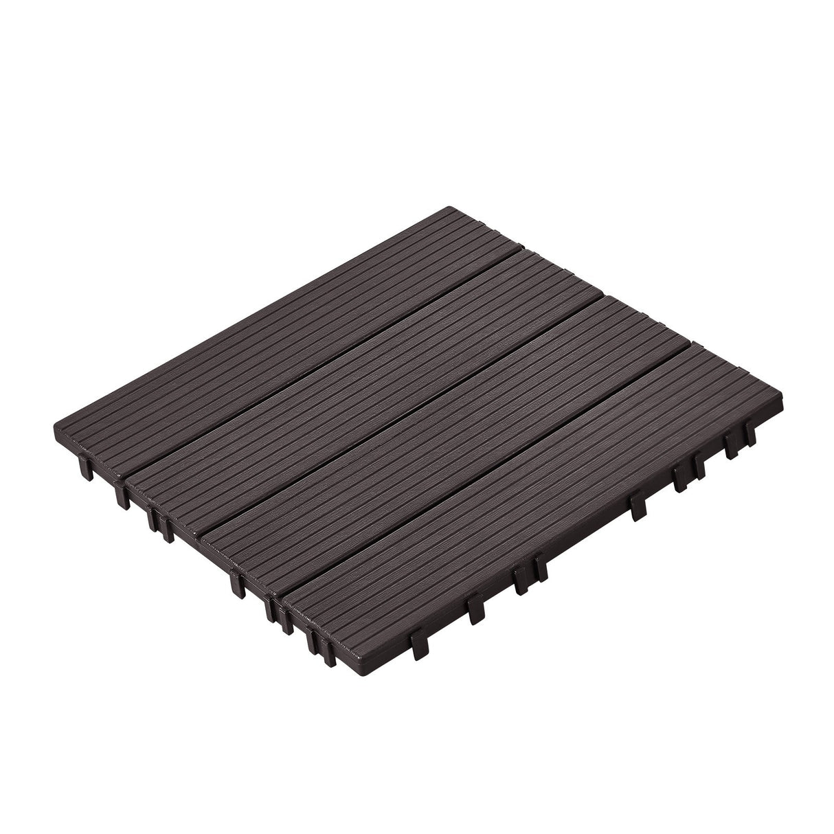 Hulftegg Interlocking Deck Tile, 30x30cm, Wood Look, Dark Brown, 54pcs