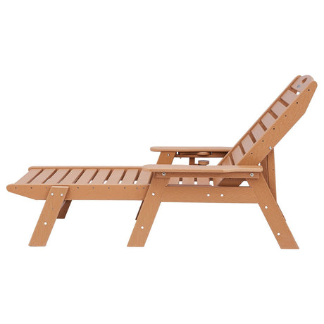 Yorkeys brown HDPE sun lounge in an outdoor setting