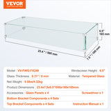 Clear Tempered Glass Wind Guard for Fire Pit