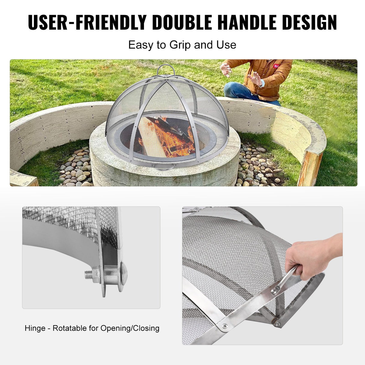 40" Stainless Steel Firepit Spark Screen Lid