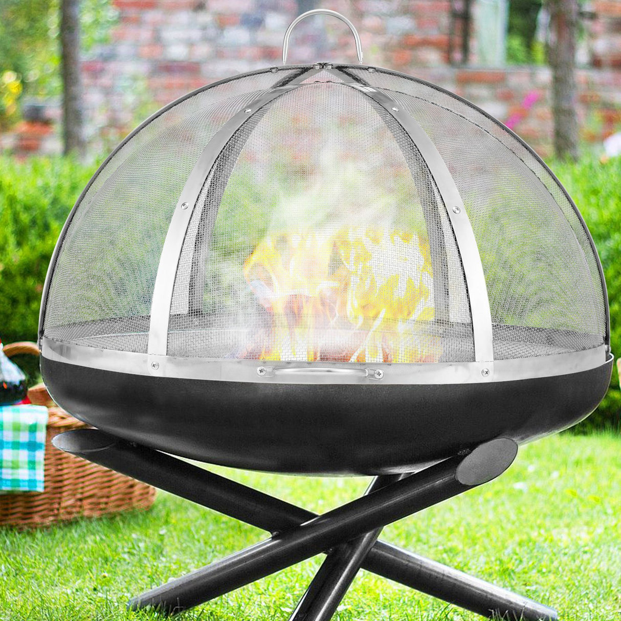 40" Stainless Steel Firepit Spark Screen Lid