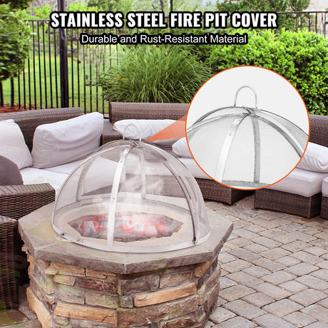 30" Stainless Steel Firepit Spark Screen Lid