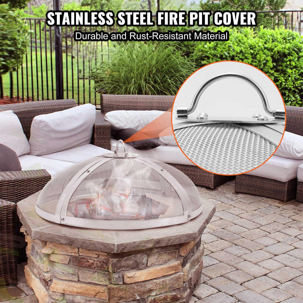 40-Inch Round Heavy-Duty Fire Pit Spark Screen
