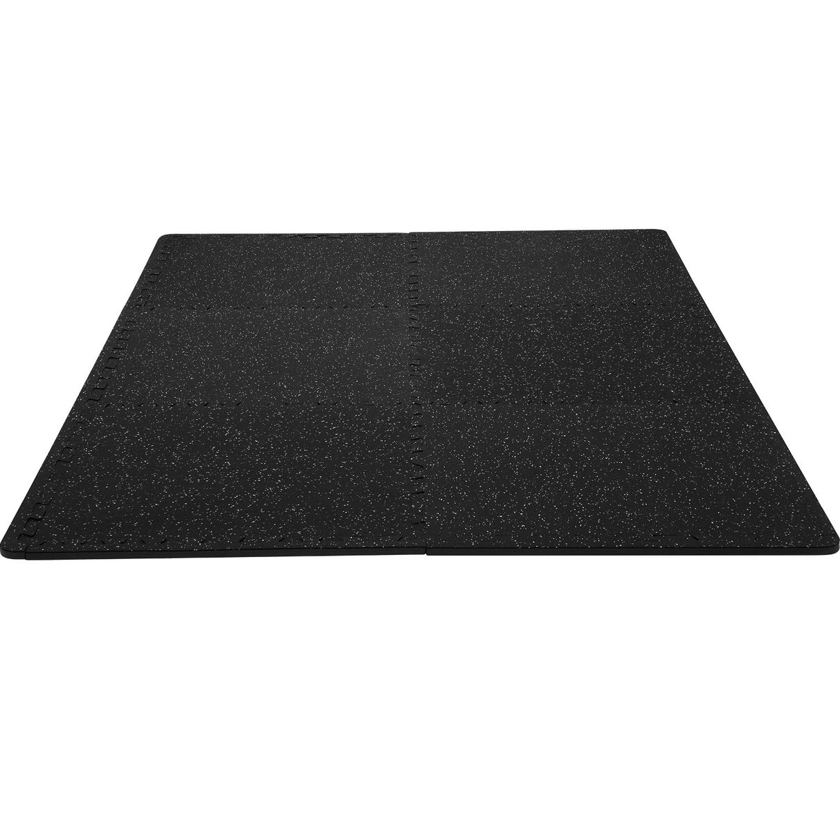 Almonaster Gym Floor Mats, 60 x 60cm, EVA Rubber Top, Black, 6pcs
