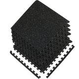 Almonaster Gym Floor Mats, 60 x 60cm, EVA Rubber Top, Black, 6pcs