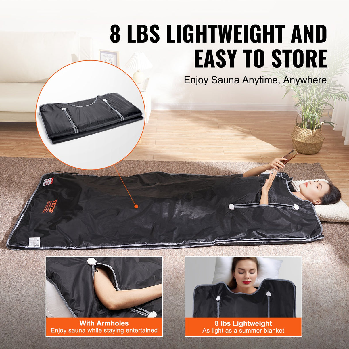 Far infrared sauna blanket, 190x90cm with arm holes