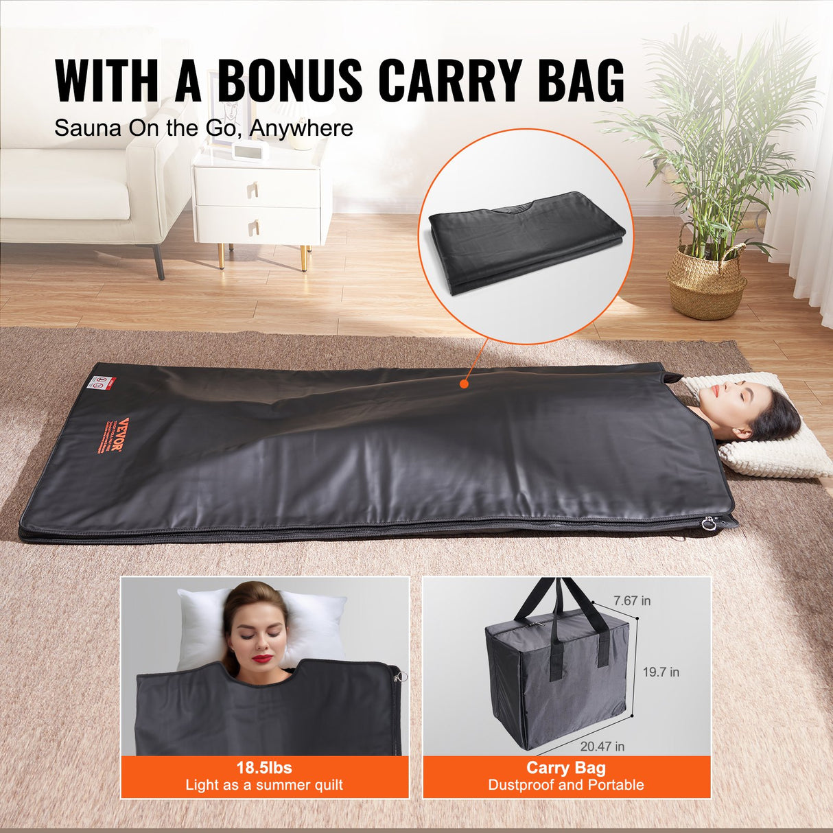 Far infrared sauna blanket, 180x80cm with carry bag