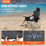 Arltunga Heavy Duty Folding Camp Chair with Cup Holder and Cooler Bag, Black