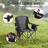Arltunga Heavy Duty Folding Camp Chair with Cup Holder and Cooler Bag, Black