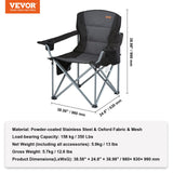 Arltunga Heavy Duty Folding Camp Chair with Cup Holder and Cooler Bag, Black