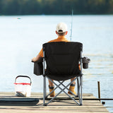 Arltunga Heavy Duty Folding Camp Chair with Cup Holder and Cooler Bag, Black