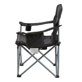 Arltunga Heavy Duty Folding Camp Chair with Cup Holder and Cooler Bag, Black