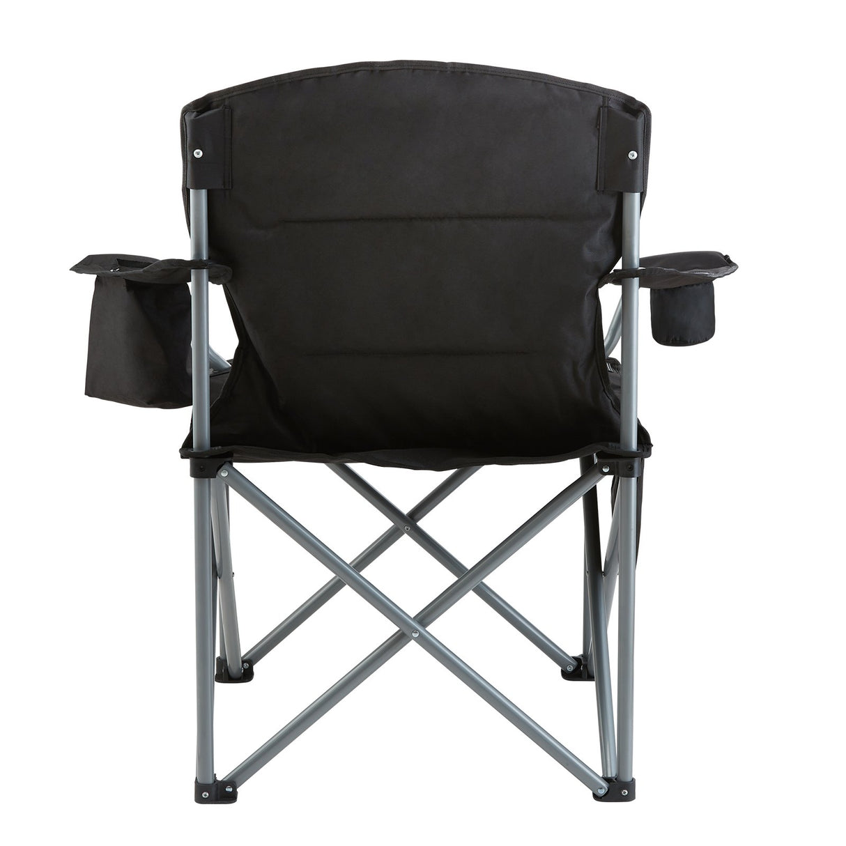Arltunga Heavy Duty Folding Camp Chair with Cup Holder and Cooler Bag, Black