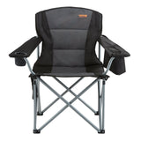 Arltunga Heavy Duty Folding Camp Chair with Cup Holder and Cooler Bag, Black