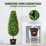 Pair of faux ball topiary trees flanking front entrance — Allure Home Collections