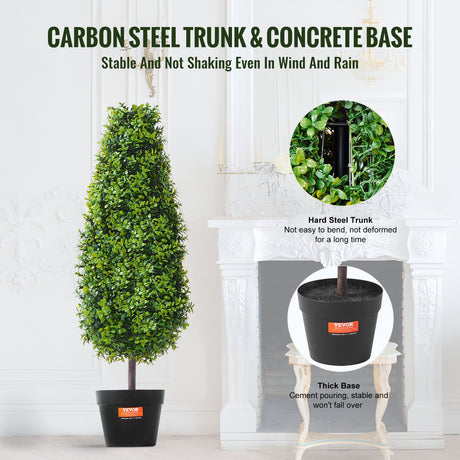 Pair of faux ball topiary trees flanking front entrance — Allure Home Collections