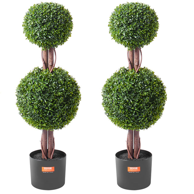 Pack of 2 artificial boxwood topiary trees 91cm for indoor and outdoor use — Allure Home Collections