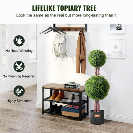 VEVOR 91cm artificial boxwood topiary tree full view showing round form — Allure Home Collections