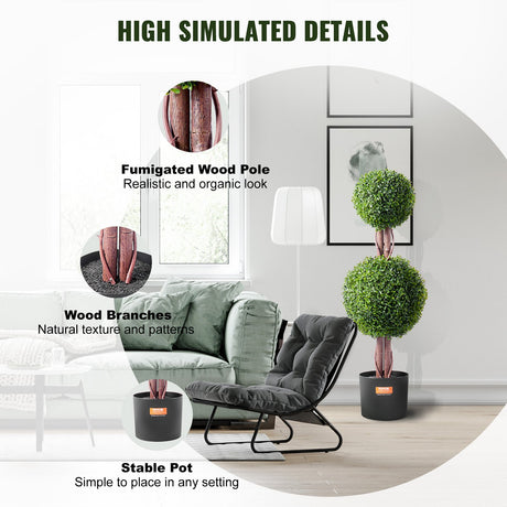 Pair of faux topiary trees styled at front door — Allure Home Collections