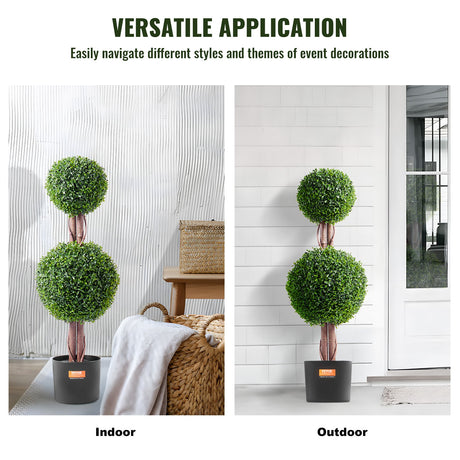 Artificial boxwood topiary tree base and pot detail — Allure Home Collections