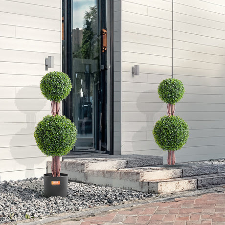 Artificial boxwood topiary tree leaf detail close-up — Allure Home Collections