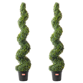 Tampaksiring artificial boxwood spiral topiary trees 152cm pair flanking an entrance