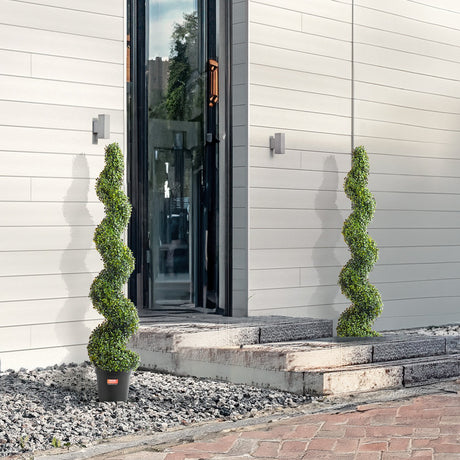 Artificial topiary tree leaf texture close-up showing lifelike finish — Allure Home Collections