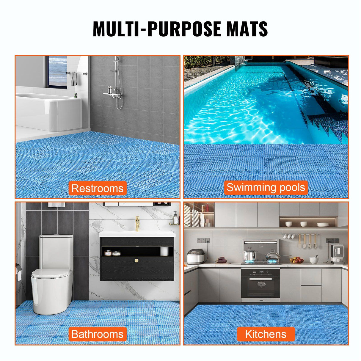 Oberalp Interlocking Drainage Floor Mat, 30x30cm, PVC, Blue, 50pcs