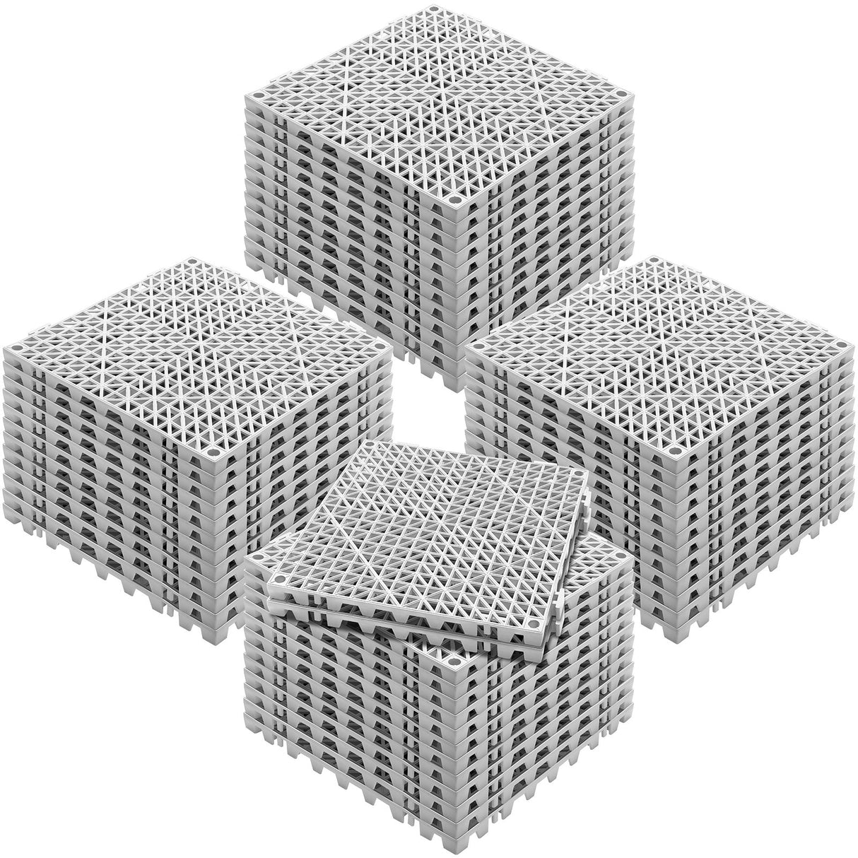 Gemmi Interlocking Drainage Floor Mat, 30x30cm, PVC, Grey, 50pcs