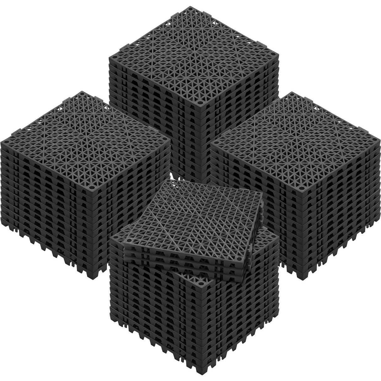 Nufenen Interlocking Drainage Floor Mat, 30x30cm, PVC, Black, 55pcs