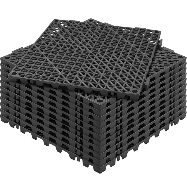Fluela black PVC interlocking drainage floor mat tiles for wet areas