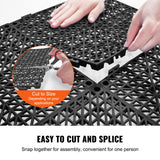 Fluela Interlocking Drainage Floor Mat, 30x30cm, PVC, Black, 12pcs