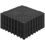 Fluela Interlocking Drainage Floor Mat, 30x30cm, PVC, Black, 12pcs