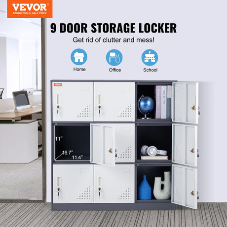 9-Door Metal Storage Locker Cabinet in Grey - image 2