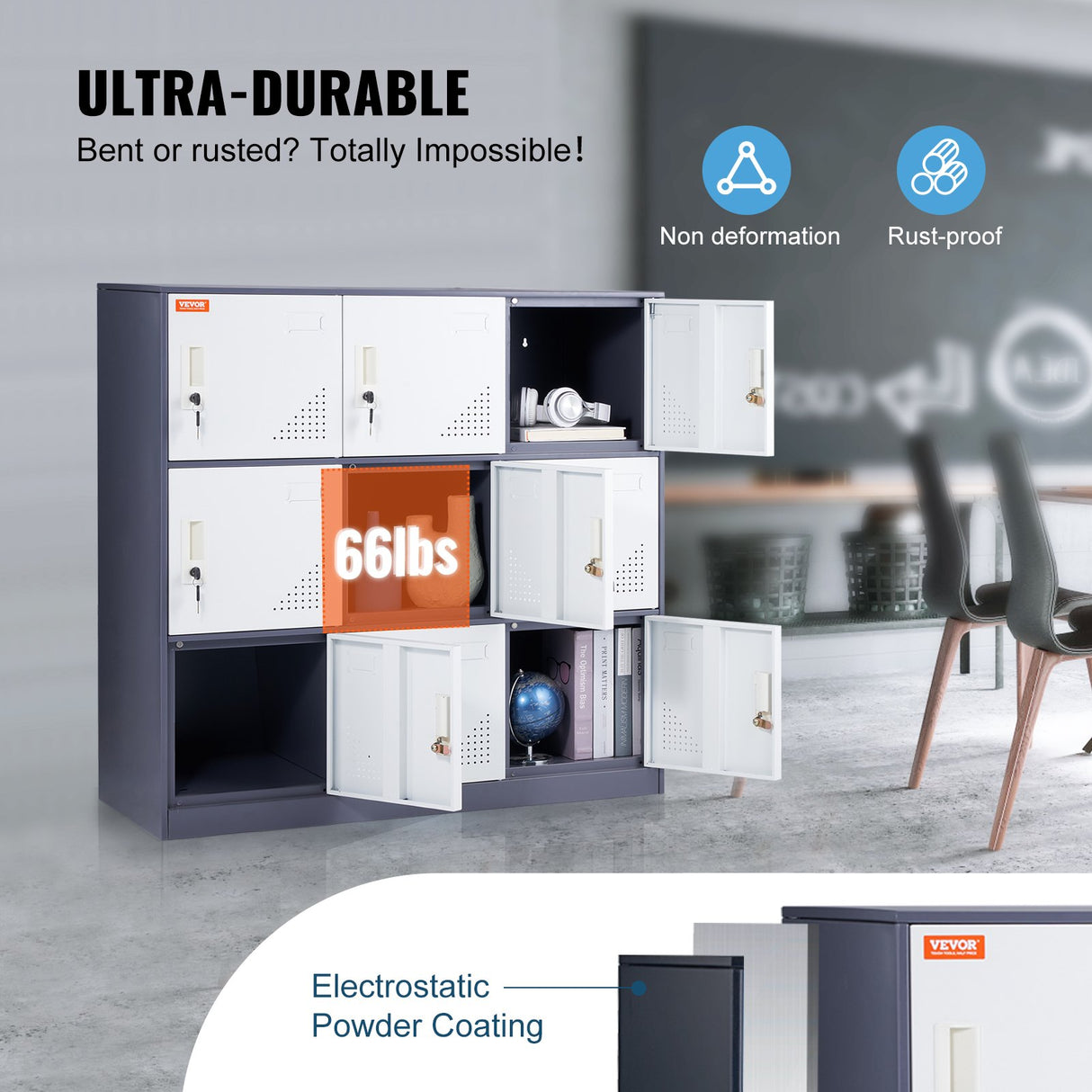 9-Door Metal Storage Locker Cabinet in Grey - image 3