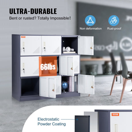 9-Door Metal Storage Locker Cabinet in Grey - image 3