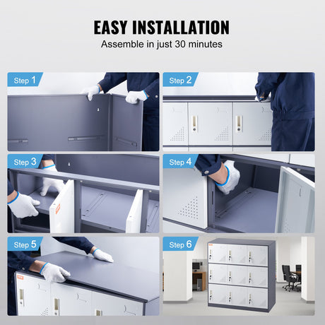 9-Door Metal Storage Locker Cabinet in Grey - image 6