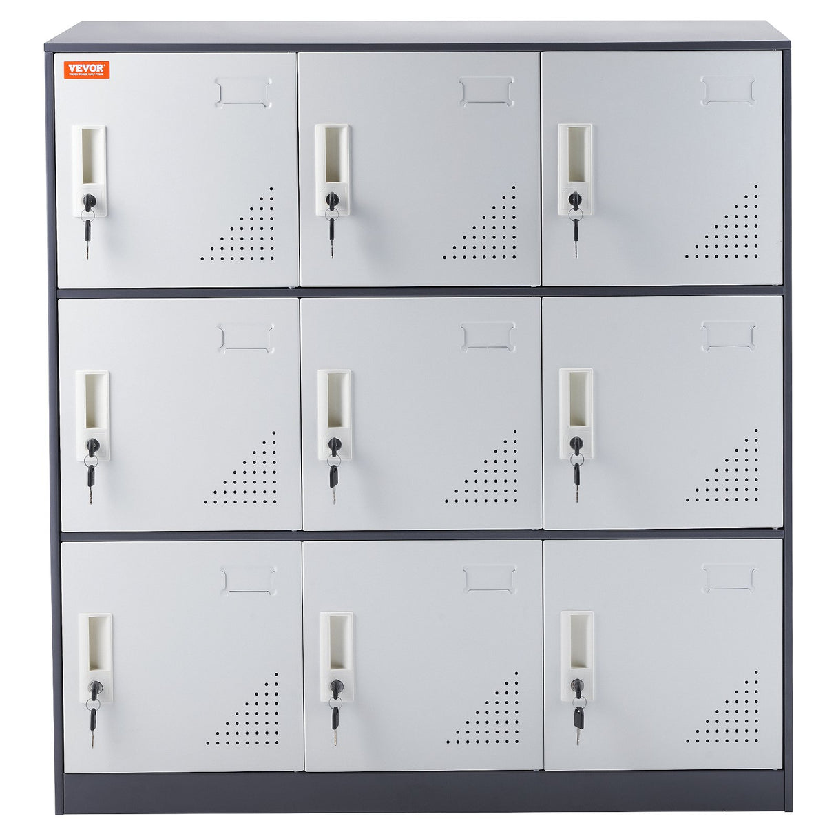 9-Door Metal Storage Locker Cabinet in Grey - image 9