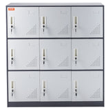 9-Door Metal Storage Locker Cabinet in Grey - image 9