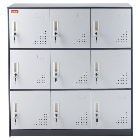 9-Door Metal Storage Locker Cabinet in Grey - image 9