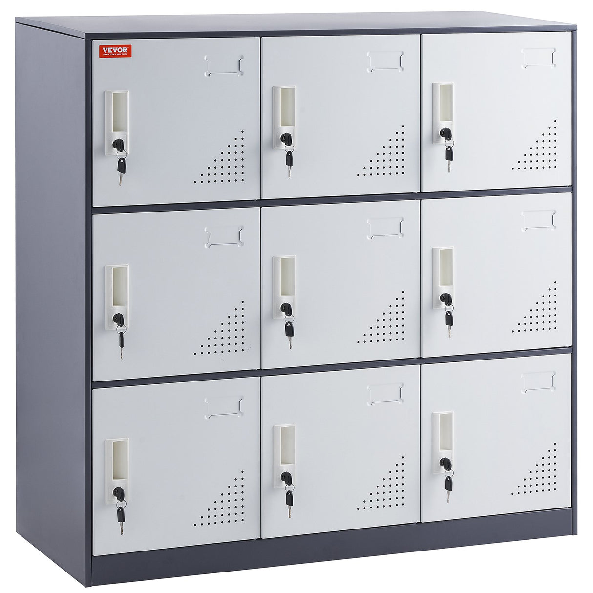 9-Door Metal Storage Locker Cabinet in Grey - image 10