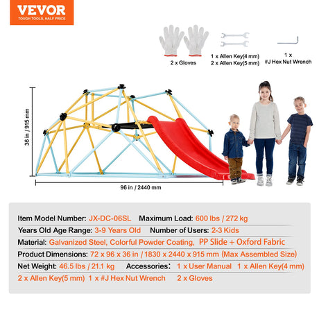 Climbing dome dimensions diagram