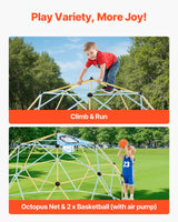 Geometric dome climber with basketball set and octopus net 305cm view 3